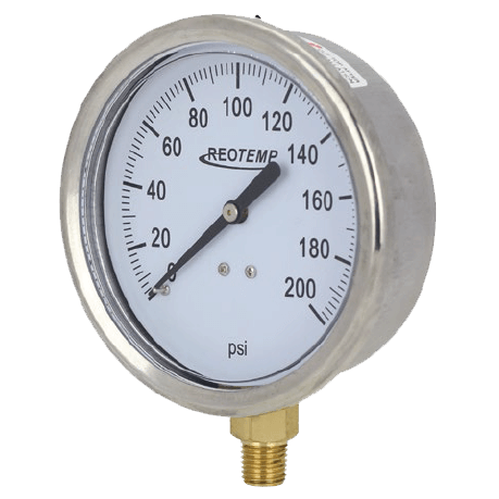 Reotemp Industrial Stainless/Brass Gauge, Series PG 25/40C